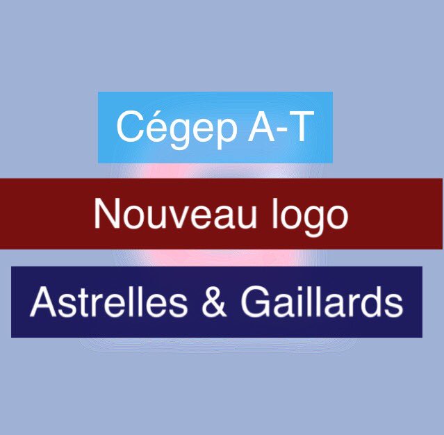 cegepat_Sports's tweet photo. CONFÉRENCE DE PRESSE
Dévoilement des nouveaux logos pour les équipes sportives. #Astrelles #Gaillards
20 avril 2018
12h
Salle de conférence 3219
Cégep de l'A-T, Campus de Rouyn-Noranda https://t.co/xy08EwJZSX