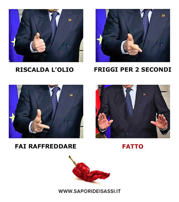 SaporideiSassi's tweet photo. Lui sa come si fa! 🌶
#Berlusconi #cruschi https://t.co/BTLiChUsk2
