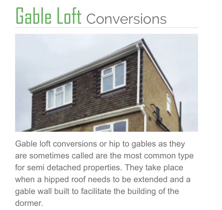 Thinking of getting a loft conversion?See the attached pictures which will guide you through some of the different styles. Speak to Anthony <a href="/BuildingCompUK/">The Building Company</a> for more guidance  #Loft #Building #Conversion #Velux #Dormer #Gable