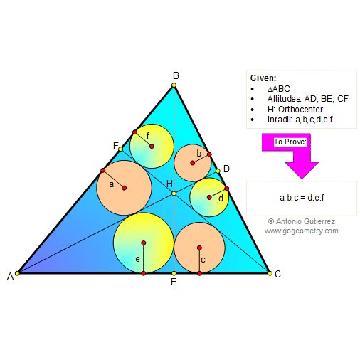 gogeometry's tweet image. #Geometry Problem 79. gogeometry.com/problem/p079_t… Triangle #Similarity  Altitudes, #Orthocenter #Incircle  Inradii #math #proof #highschool