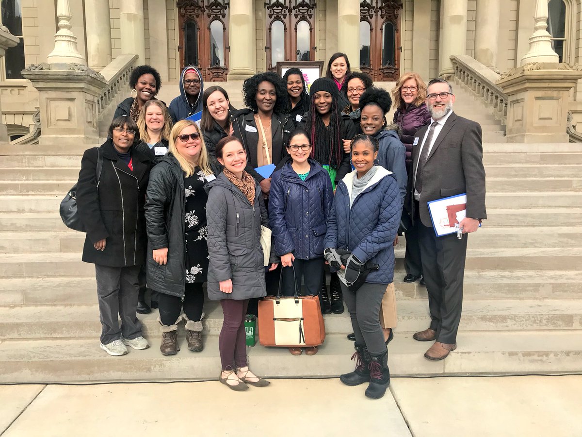 HealthyHomesGR's tweet photo. Photos on the Capitol steps before a day of meeting with legislators. #leadedday2018 #p4hh #parentsarepowerful https://t.co/lMG2AWeHXU