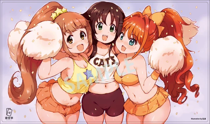 @NAMCOOo 【comic1☆13新作サプライ第2弾】
シンデレラガールズより『チアフルボンバーズ』のプレイマットです!
イラストは、アニラに引き続き乱道様(@Randou )に描いていただきました。
コミ1 にて初頒布となります。#コミ1 