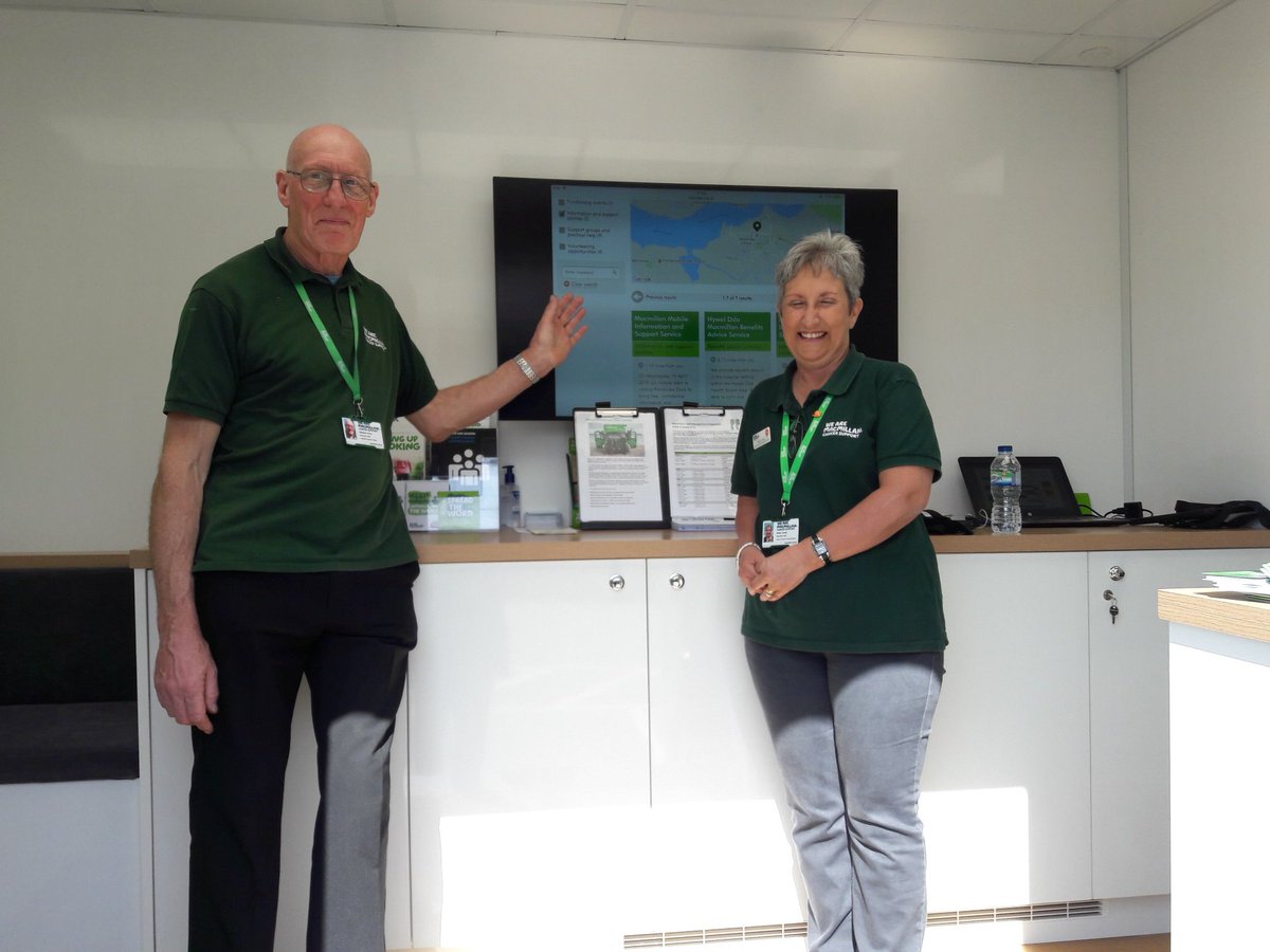 Macmillan Bus. Come and visit Rhian and Steve in Tescos Pembroke Dock. 
#MacmillanCymru
#community 
#Communityconnectors 
#Pembrokeshire