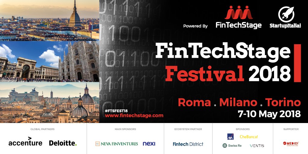 Timepledgeorg's tweet photo. #FTSFest18 in full swing! Don't miss the largest #FinTech related event in #Italy We'll be in #Rome #Milan and #Turin talking #RegTech #AI #InsurTech #OpenBanking #CollaborationModels and #EcosystemBuilding. Check the Festival out https://t.co/W91q6nZs8p https://t.co/bsQ5kmptTW