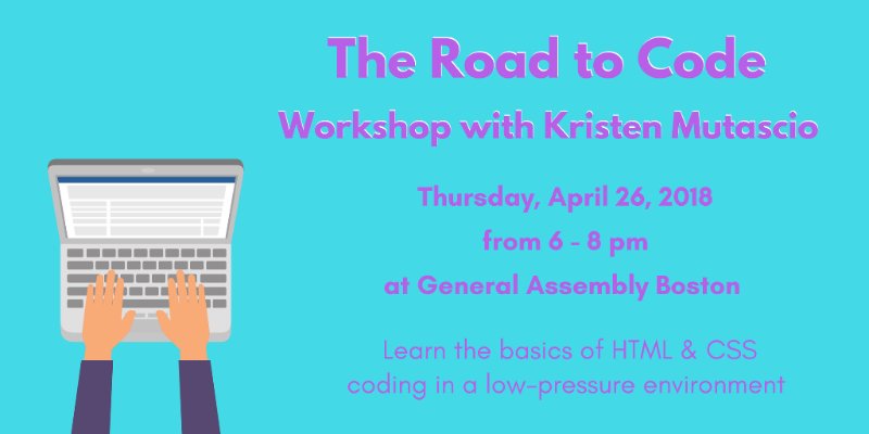 Learn how to code with <a href="/bosladyproject/">BOS Lady Project</a> next Thursday, April 26th at their Road to Code event at @GA_boston. Event is free, save your seat here: mailchi.mp/ladyproject/ov…
