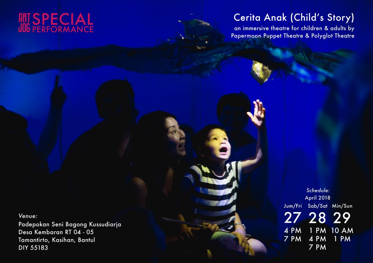 artjog's tweet photo. [ INFORMASI CERITA ANAK ]
.
Terima kasih atas antusiasnya, kursi di setiap pertunjukan sudah habis.
Sampai jumpa di pertunjukan yang akan datang
Info lengkap kunjungi website : https://t.co/YzLmlTZsfW
#artjog2018 #enlightenment #ceritaanakproject #PapermoonPuppet #PolyglotTheatre https://t.co/zGZ9YAhCcn