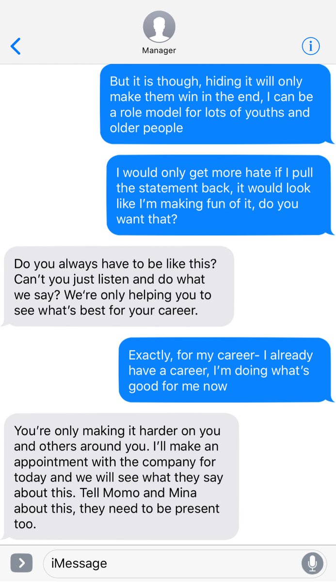 “Sorry, I have to go.” Dahyun told the girl she was facetiming. “I’ll text you later.”“Wait-“ Sana tried but the girl already hung up. “Who were you talking to?” Dahyun just shook her head. “Should I go? So you can finish that conversation?”“No, no, it wasn’t important.”