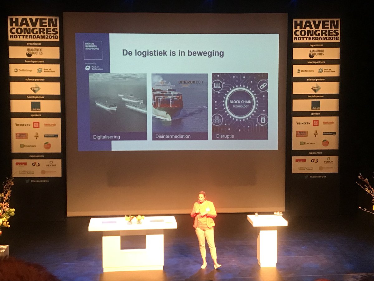 Joyce Bliek <a href="/Container_Joyce/">Joyce Bliek</a> licht initiatieven op gebied digitalisering tijdens #havencongres toe. Port Call Optimisation geeft mogelijkheden tot vergroten efficiëntie en verkorten wachttijd #makeithappen