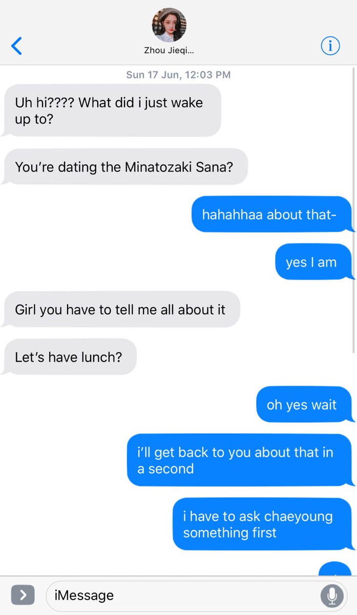 “Sorry, I have to go.” Dahyun told the girl she was facetiming. “I’ll text you later.”“Wait-“ Sana tried but the girl already hung up. “Who were you talking to?” Dahyun just shook her head. “Should I go? So you can finish that conversation?”“No, no, it wasn’t important.”