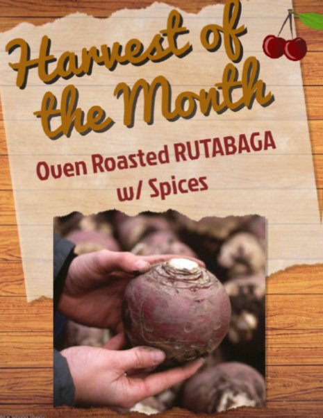 myCCSCafe's tweet photo. During the month of April, we will be featuring the Harvest of the Month -- RUTABAGA! This veggie will be oven roasted with yummy spices! Make sure to give it a try :) #HoM #tryit2018 https://t.co/uUluLQ4CMF