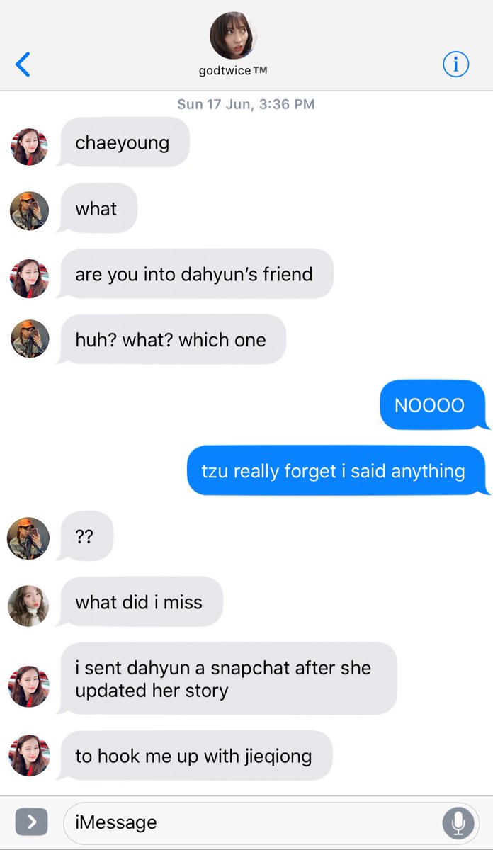 “Sorry, I have to go.” Dahyun told the girl she was facetiming. “I’ll text you later.”“Wait-“ Sana tried but the girl already hung up. “Who were you talking to?” Dahyun just shook her head. “Should I go? So you can finish that conversation?”“No, no, it wasn’t important.”