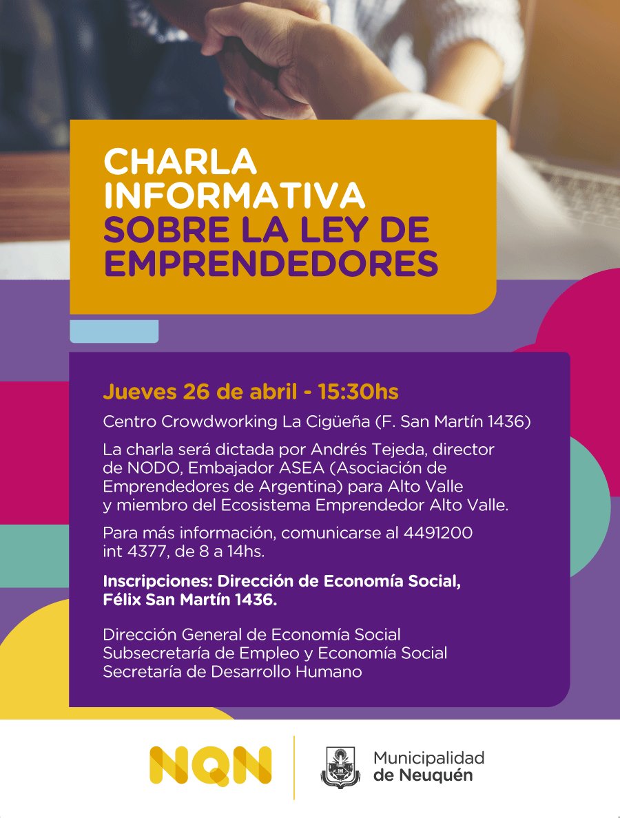 Crowd_LaCiguena's tweet photo. Charla informativa Ley de Emprendedores. No te la pierdas!!! @Crowd_LaCiguena @eealtovalle @Crowd_TOF_Arg @RoMartinez021 @AT_AndresTejeda @guillebertoNNi
#CWLaCigueña #EEAV #Crowdworking #OpenFuture_ https://t.co/drpKyG0ta5