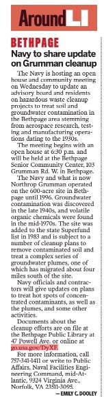 eDooleyNoted's tweet photo. Reminder: Meeting tonight in Bethpage re Navy cleanup of contaminated soils and groundwater plumes. https://t.co/goGnUGphsh