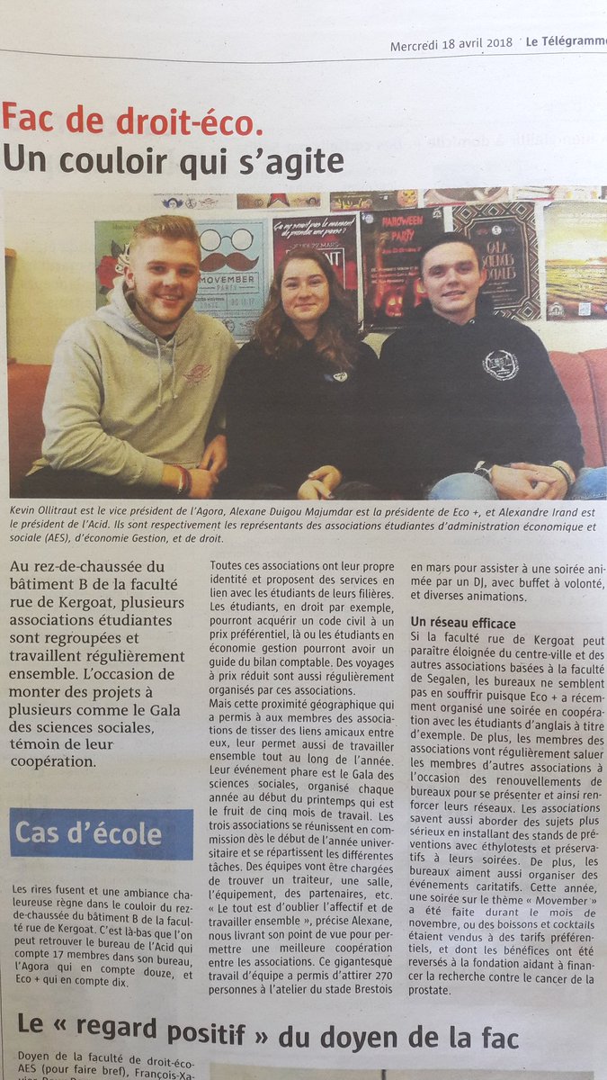 FxRouxDemare's tweet photo. Articles sur les associations étudiantes de la Faculté dans le Télégramme, leurs actions et nos collaborations ! 

@UBO_UnivBrest
@AgoraAes 
@ACID_Brest https://t.co/bULYqJSxK3