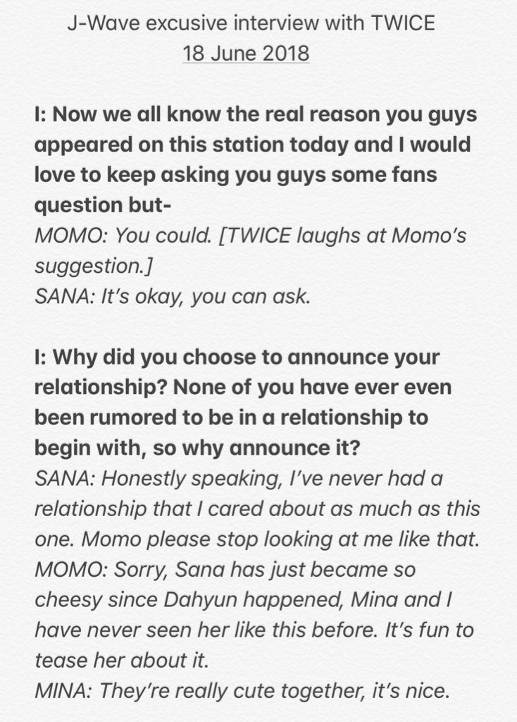 “Sorry, I have to go.” Dahyun told the girl she was facetiming. “I’ll text you later.”“Wait-“ Sana tried but the girl already hung up. “Who were you talking to?” Dahyun just shook her head. “Should I go? So you can finish that conversation?”“No, no, it wasn’t important.”