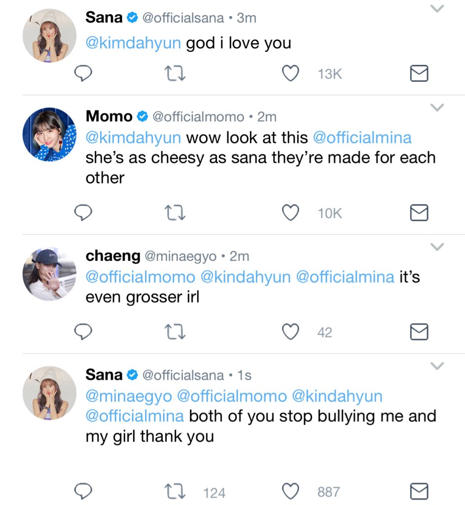 “Sorry, I have to go.” Dahyun told the girl she was facetiming. “I’ll text you later.”“Wait-“ Sana tried but the girl already hung up. “Who were you talking to?” Dahyun just shook her head. “Should I go? So you can finish that conversation?”“No, no, it wasn’t important.”