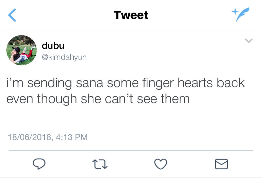 “Sorry, I have to go.” Dahyun told the girl she was facetiming. “I’ll text you later.”“Wait-“ Sana tried but the girl already hung up. “Who were you talking to?” Dahyun just shook her head. “Should I go? So you can finish that conversation?”“No, no, it wasn’t important.”