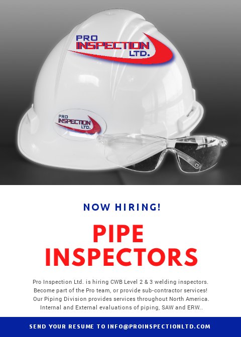 proinspectltd's tweet photo. We're hiring! Qualified pipe inspectors please contact us today - https://t.co/Jjmz3lHt1v https://t.co/VEJoAAhtWW