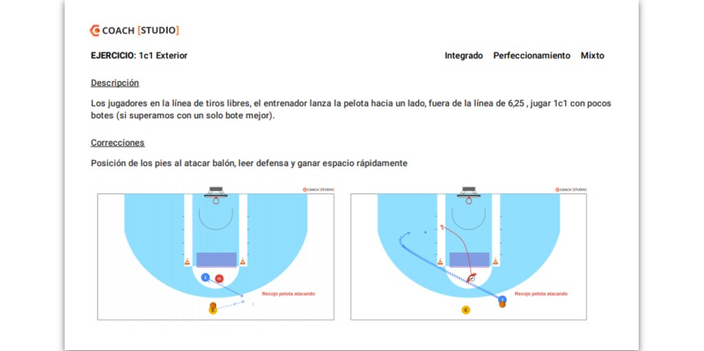 coachstudio_net's tweet photo. Imprime tus ejercicios y sistemas de juego directamente en PDF sin añadirlos a un entreno! 
Novedad #CoachStudio https://t.co/j5Gr4SAFzX
#Baloncesto #Futbol #Balonmano #Futsal https://t.co/1O44DcUzSU