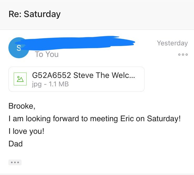 AuerBrooke's tweet photo. My dad just sent me this about meeting the bf... We don’t own any guns. 

He had to drive 30 min to make this happen. https://t.co/ExLKdtTs3c