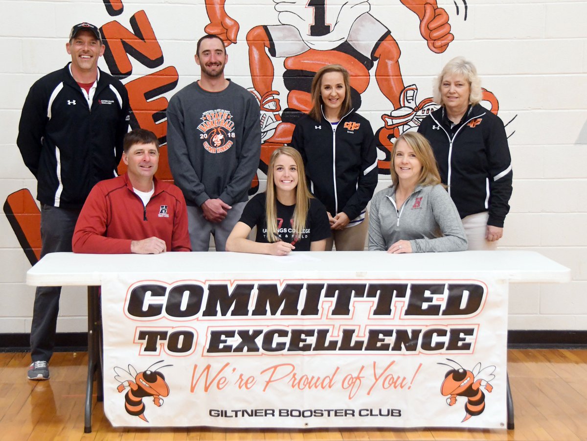 SportsANR's tweet photo. Giltner's Alexa Preissler signed her letter of intent Wednesday morning to continue her education and track career at Hastings College. You can read more about her decision in the 4/25 paper. https://t.co/vZg5DXAnIS