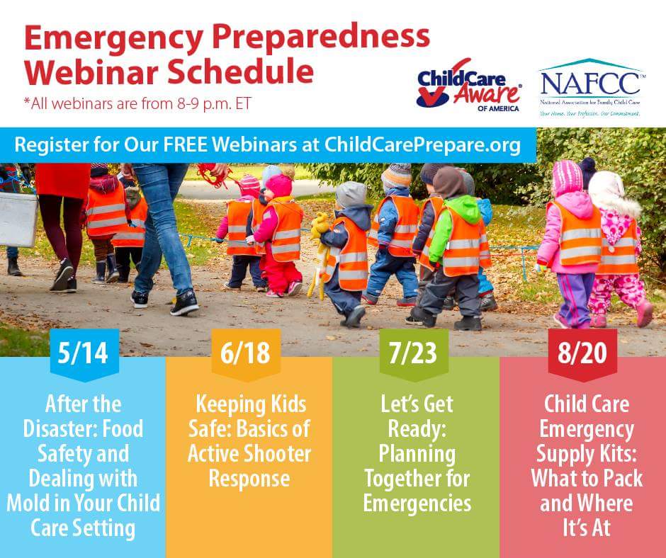 AndyRoszak's tweet photo. Sign up today for @USAChildCare @nafcc FREE #preparedness webinars! Visit https://t.co/EWwBIaOAsI to sign up! #Prep18 #CelebrateChildCare #ECEChat #childcare https://t.co/IjbXjHh86j