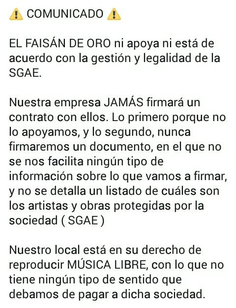 RteFaisanOro's tweet photo. ⚠ COMUNICADO ⚠ #NoALaSGAE https://t.co/45UxU2QGO9