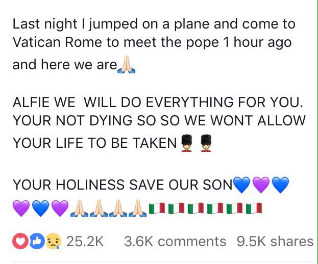 Alfiesarmy16's tweet photo. His holiness Pope Francis @Pontifex had a meeting with Alfie's daddy today in Rome. https://t.co/9ea6GwwbXJ