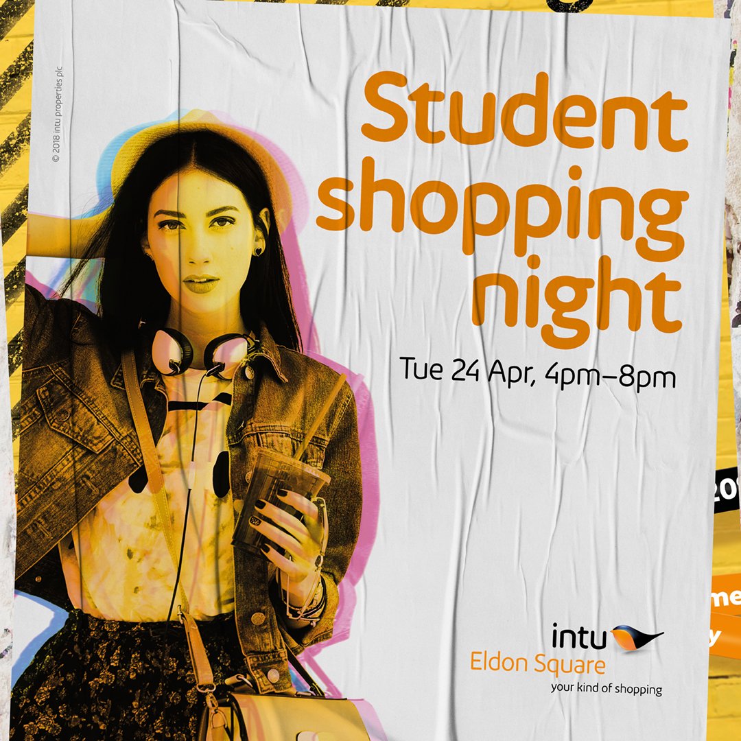 DowningNewc's tweet photo. On Tuesday 24th April don't miss @intueldonsquare's big Student Shopping Night! Discounts include...

🌸 30% off at The Body Shop
🏷️ 20% off at Topshop
🍴 20% off at The Alchemist Newcastle
🏷️ 20% off at River Island
See all offers → https://t.co/CWxjmRNZQB https://t.co/4uEescH2RP