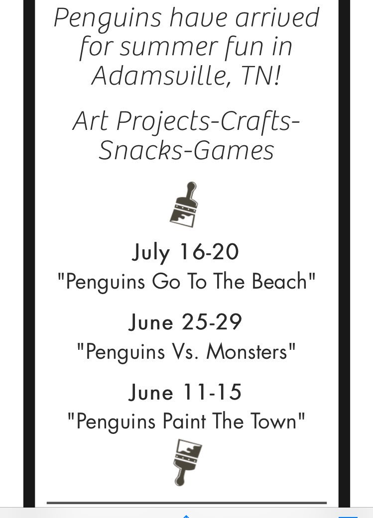 Arty_Penguin's tweet photo. Summer Camp Registration Open https://t.co/x4wFZwkzIk https://t.co/WJkULPcxJ0