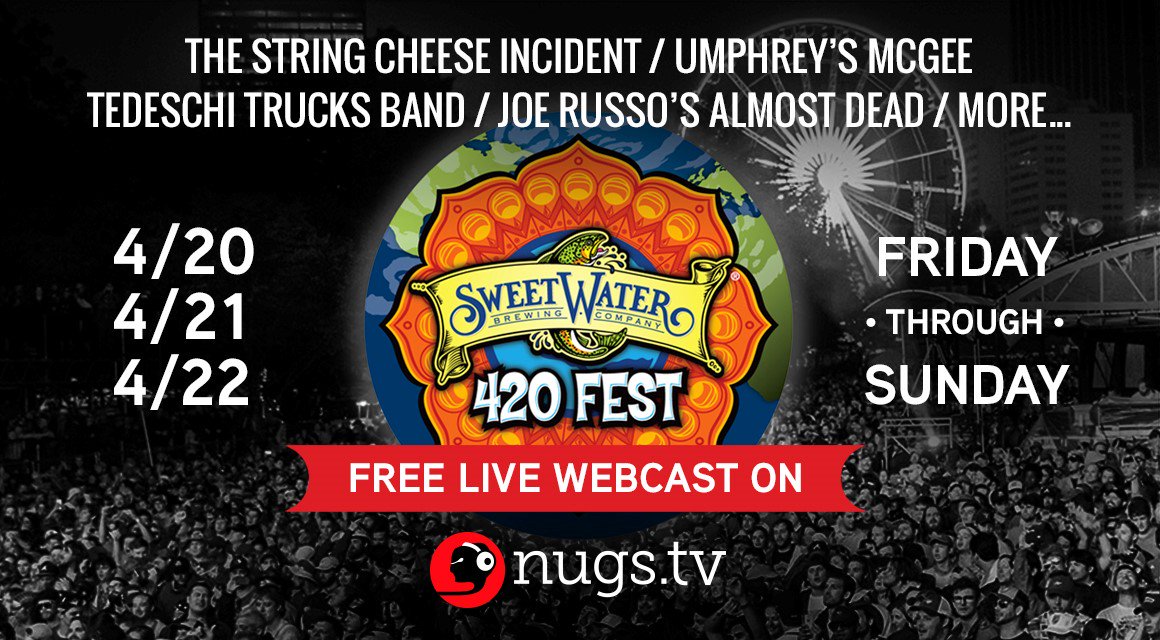 Can't make it to Atlanta? Grab your favorite <a href="/sweetwaterbrew/">SweetWater Brewery</a> and hit that couch for a weekend of free streaming video of many main stage acts! Watch live @ bit.ly/2vsyTqo
#couchtour #420fest #luckyyou #thanksnugsnet #joinuswhereeveryoucan