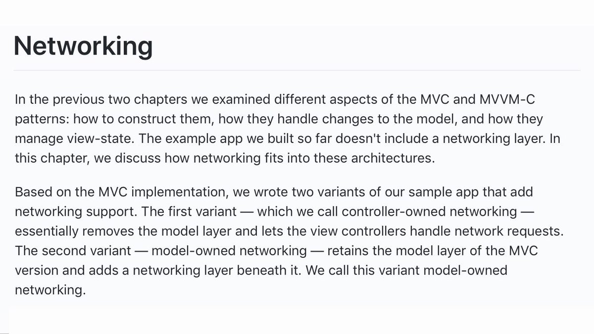 objcio's tweet image. App Architecture Update 📗
This week, we released the first part of the Networking chapter.
We look at networking in the context of architectures like MVC and MVVM.
objc.io/books/app-arch…