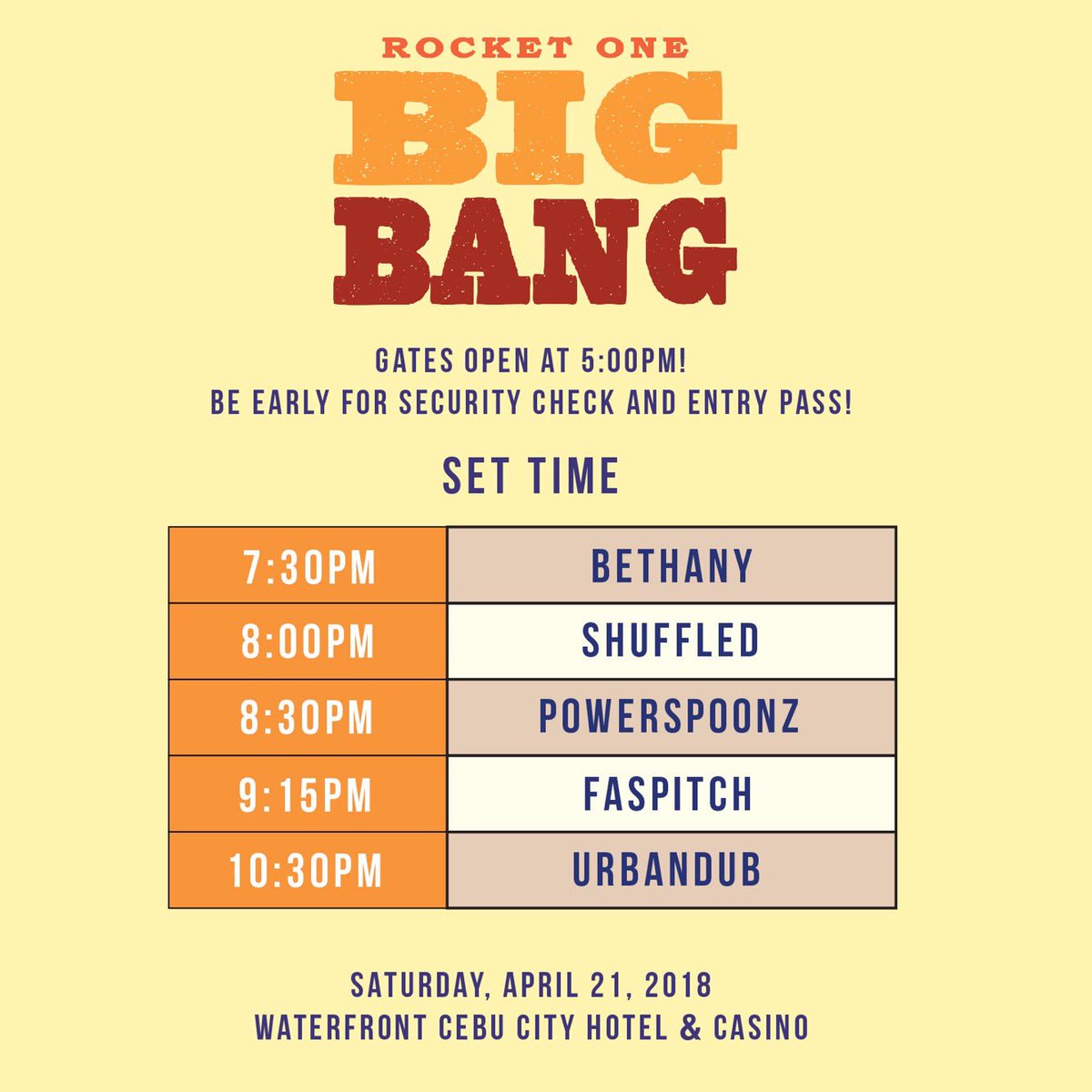 ❌YOUR TIME IS ALMOST UP!❌

Head on to our partner establishments to secure your P850 tickets! It’s almost sold out! 

MAKE SURE TO BE ON TIME THIS SATURDAY! MUSIC WON’T WAIT FOR YOU 🚀