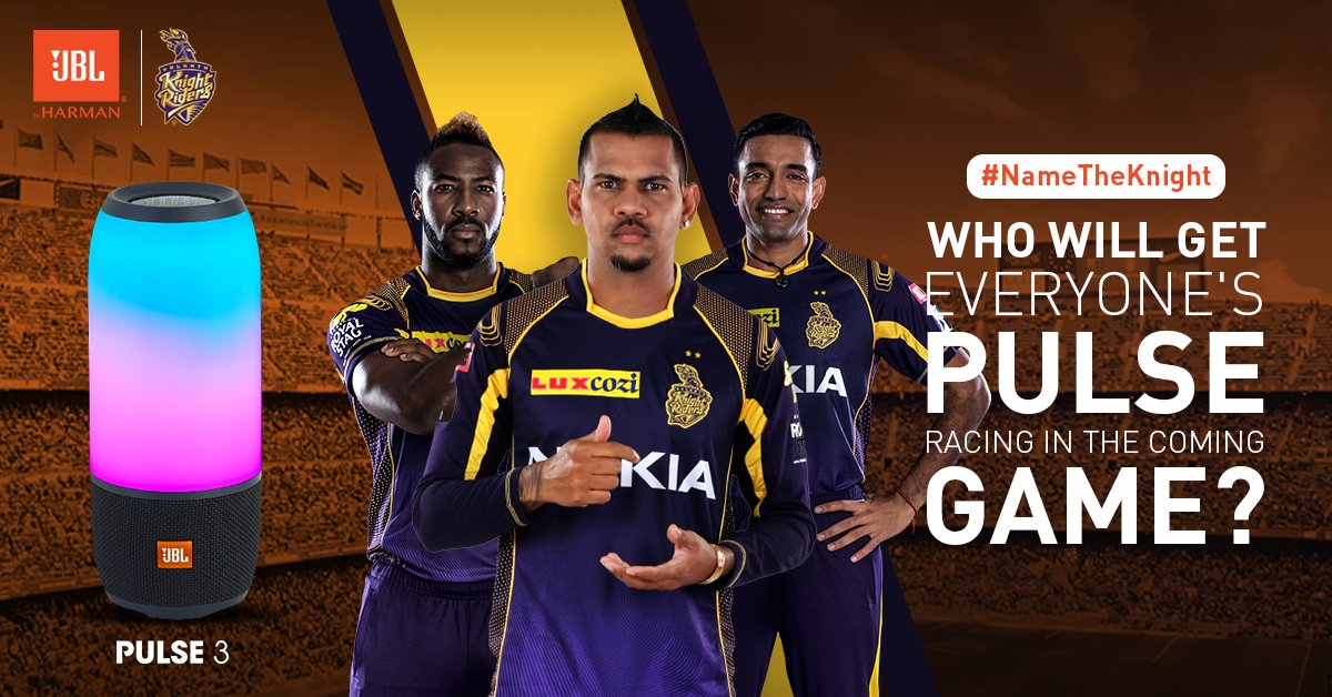 JBLSoundIn's tweet photo. #NameTheKnight! Who will get everyone's pulse racing in the coming game? #RRvKKR #KKRHaiTaiyaar #JBLPowePlay #DareToListen #JBLPulse3 https://t.co/g7OVj0A0E4
