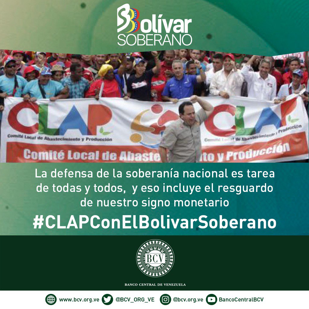 FreddyBernal's tweet image. Conjuntamente con el #BCV, los #CLAP trabajaremos en perfecto engranaje a fin de iniciar un proceso de familiarización del nuevo cono monetario a partir de este #01May. Los #CLAP estamos en la vanguardia con el #BolivarSoberano
#ClapConElBolivarSoberano