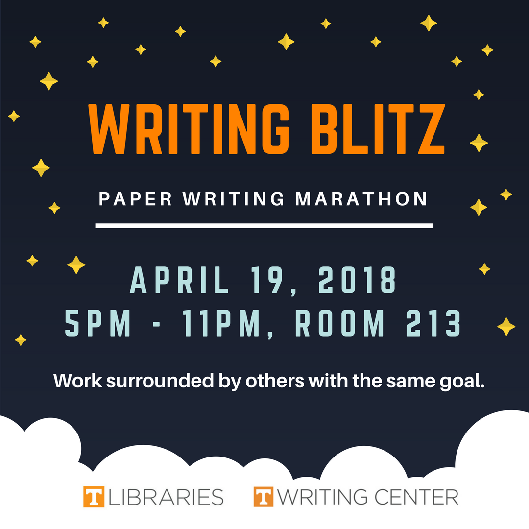 UTKLibraries's tweet photo. OMG do you still have a paper due? Here's your chance to knock it out with help from librarians and writing tutors. #VolEvents https://t.co/4Ou0stU0qt https://t.co/u2CeLg8EVX