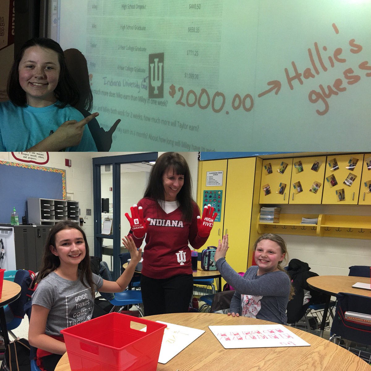 walls_a2's tweet photo. Decimal operations with Illustrative Task “The Value of Education” and added IU grad to list. Guess how much weekly salary would be. https://t.co/11rHvMaHfy #high5forEd #IUDay @IUSchoolofEd @IUBloomington @IllustrateMath https://t.co/uqsQdWYdmM