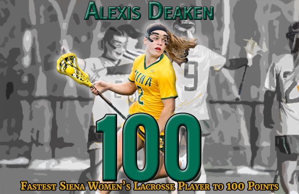 🚨BREAKING🚨Alexis Deaken has become the fastest #SienaSaint to reach 100 career points and is just the 11th player in Siena history to do so. Congratulations, Alexis!!