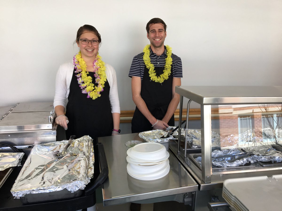 jboelwerth's tweet photo. So proud to serve the veterans at Loch raven today with a Hawaiian Luau themed meal @UMD_Dietintern https://t.co/gk5WBvi0Xm
