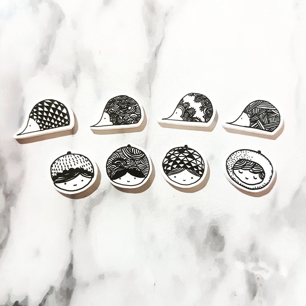 Latest little creations all ready to be made into hair grips this evening ready for my new #zentangle collection #HandmadeHour #wearableart <a href="/HandmadeHour/">HandmadeHour</a>