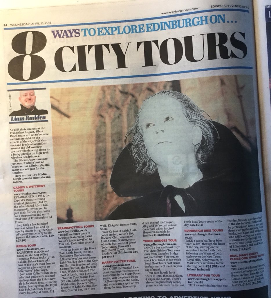 adam_lyal's tweet image. Good to be featured in @edinburghpaper in the article ‘8 Ways to Explore #Edinburgh’ #WitcheryTours #JumperOoter 
edinburghnews.scotsman.com/news/entertain…