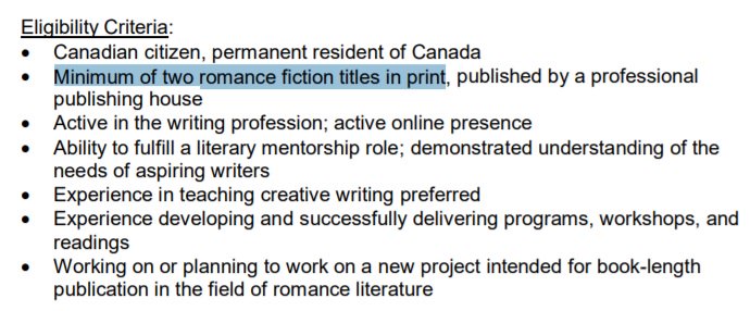 sorayaroberts's tweet photo. the toronto public library is looking for a romance writer in residence, which is kind of awesome. https://t.co/mrlYCLVioj https://t.co/665lhyFCtg