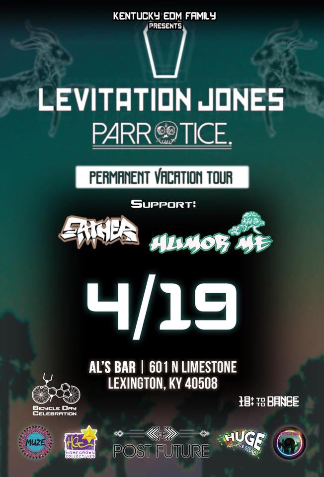 KyEDM's tweet photo. TOMORROW!

@levitationjones &amp; @PARROTICE1155 The Permanent Vacation Tour w/ support from @Satherbass &amp; @TalktoHumorMe at @alsbarlexington

Tickets are moving fast, don’t sleep on this one!

Tix: https://t.co/TlEaSRZQFp https://t.co/lpidye804Y