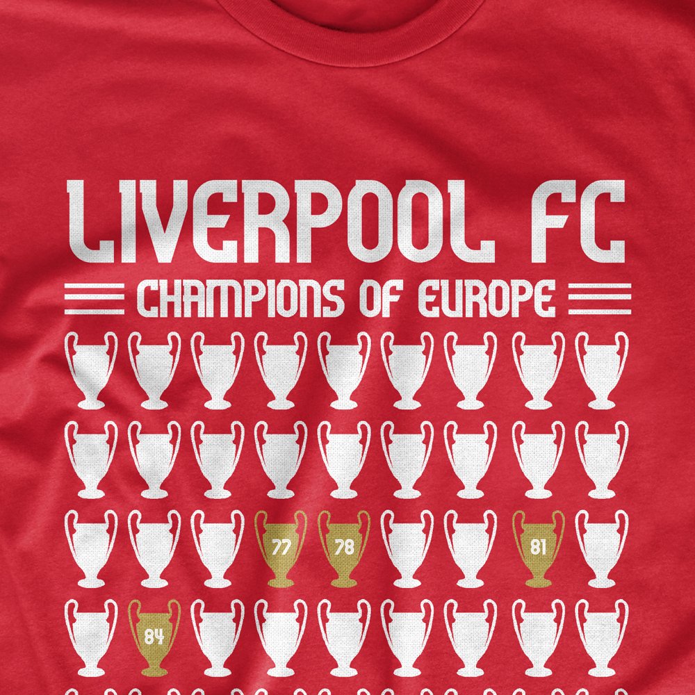 L17Apparel's tweet photo. Liverpool FC “5 Times” Champions League T-Shirt. 🏆  Will there be a sixth? We have our "6 Times" T-shirt ready for print, watch this space. #lfc #liverpoolfc #kopites #5times #ucl #allezallezallez #custom #tees #trend #apparel #shirt @LFC @LFCUSA #soccer https://t.co/HMhYJQYg6r https://t.co/3h53WHPNKD