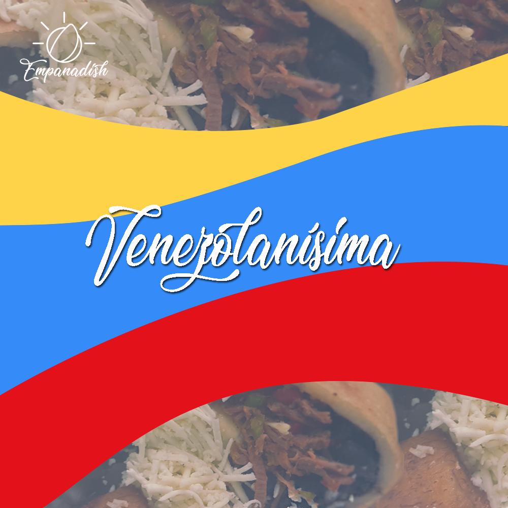Empanadish's tweet photo. Llevo tu luz y to aroma en mi piel 🎵... Especialmente después de haber comido esta belleza con carne mechada, "tajadas" (plátano macho maduro frito), "caraotas negras" (judías negras) y queso... No sabemos si el cuatro en el corazón, pero si cuatro #Empanadish en el estómago 🤣 https://t.co/yHTszXvM93
