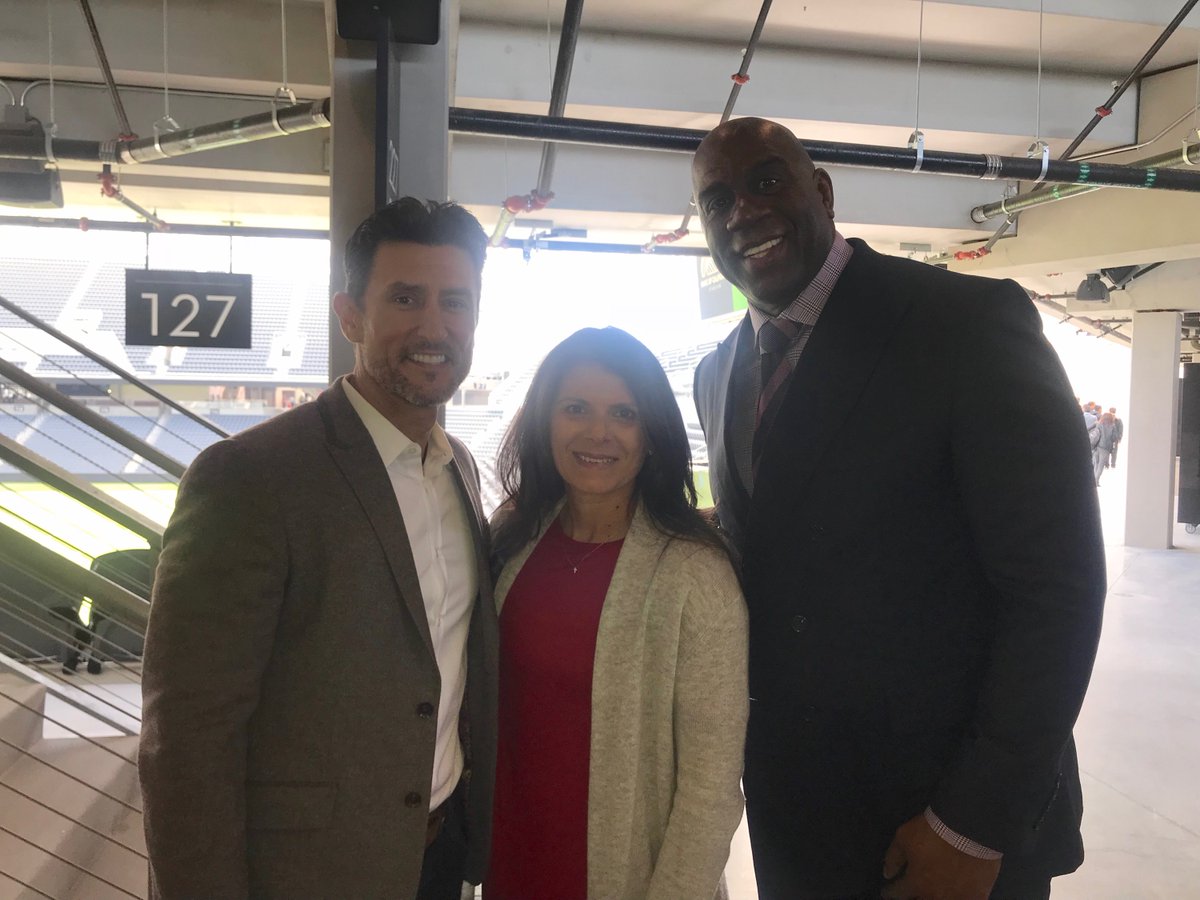 MagicJohnson's tweet photo. Today we opened the new state-of-the-art @LAFC Banc of California Stadium. Congratulations to my fellow owners, Coach Bradley and his staff, and the @LAFC team! https://t.co/jEdG6xcuU2