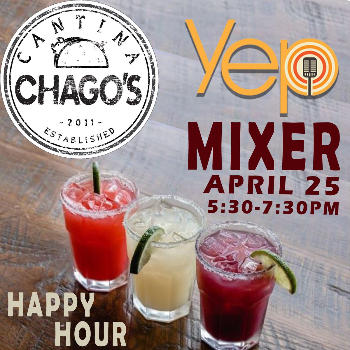 YEPNashville's tweet photo. One week out from our happy hour + mixer! Join us at @chagoscantina to meet and mingle with YEP!🍹🌮 https://t.co/SuBSRn43Bq