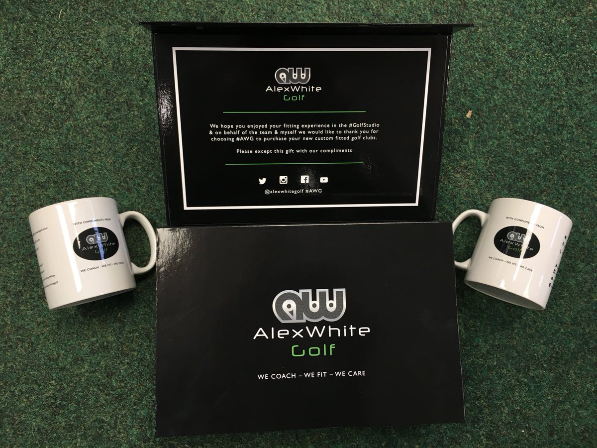 alexwhitegolf's tweet photo. Loving our new #AWG #GolfStudio personalised custom fit thank-you gift boxes &amp; mugs from @YOBGroup @Tom_YOB @MarkL_YOBGolf #customersatisfaction #PGAPro #ShopLocal #WeAppreciateYourBusiness @ForemostGRIP @ForemostCharlie @PGAinCheshireNW @romileygolfclub https://t.co/2TAqcGU1zr
