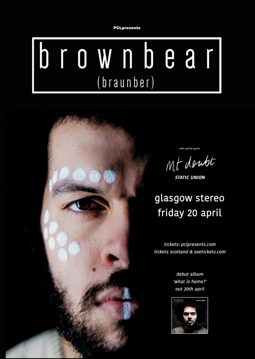 ALBUM 'What Is Home' by @brownbearband out via @assai_edinburgh @Assai_UK 20 Apr TOUR DATES inc @stereoglasgow on Friday w/ @MtDoubt @_static_union > 3 May @ClarksBarDundee 4 @MRCThurso 5 @BakersNiteClub 11 @DrouthyCobbler & 13 May @sneakypetesclub see facebook.com/brownbearoffic…