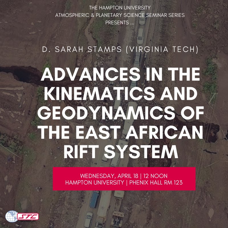 CARE_HamptonU's tweet photo. D. Sarah Stamps is presenting right now at Hampton University . Tune in at https://t.co/YJi0dsPdkQ  •
#VirginiaTech #WomenInSTEM #RiftSysten #EastAfrica #Topography #Geodynamics #Kinematics #NASA #NIA #WomenInScience https://t.co/8rkloc2Ink